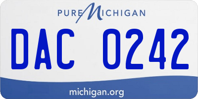 MI license plate DAC0242