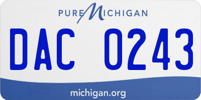 MI license plate DAC0243