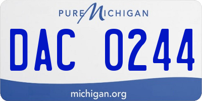 MI license plate DAC0244