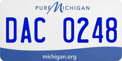 MI license plate DAC0248