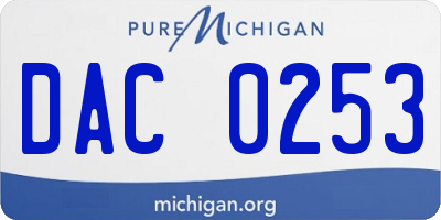 MI license plate DAC0253