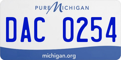 MI license plate DAC0254