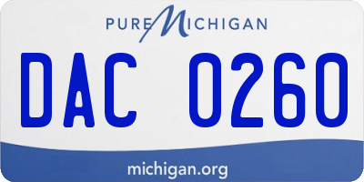 MI license plate DAC0260