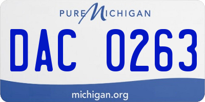 MI license plate DAC0263