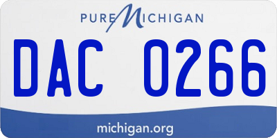 MI license plate DAC0266