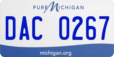 MI license plate DAC0267