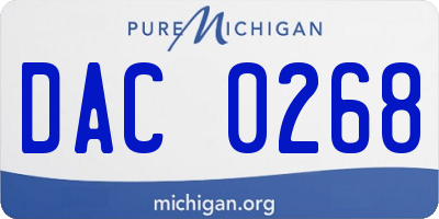 MI license plate DAC0268