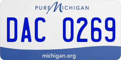 MI license plate DAC0269