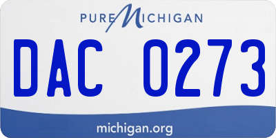 MI license plate DAC0273