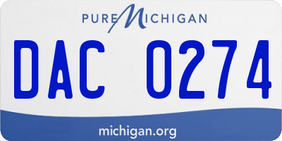 MI license plate DAC0274