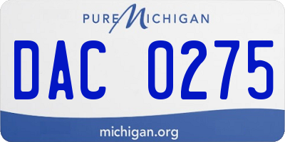 MI license plate DAC0275