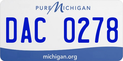 MI license plate DAC0278