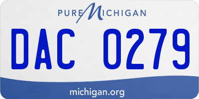 MI license plate DAC0279