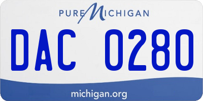 MI license plate DAC0280