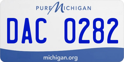 MI license plate DAC0282