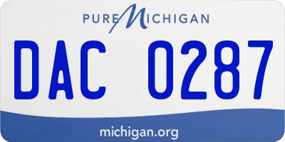 MI license plate DAC0287