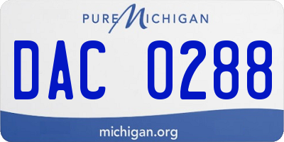 MI license plate DAC0288