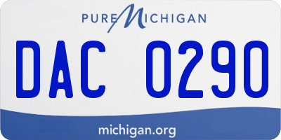 MI license plate DAC0290