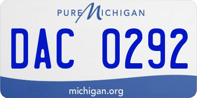 MI license plate DAC0292