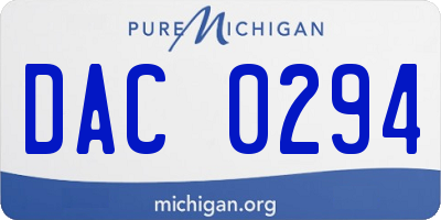 MI license plate DAC0294