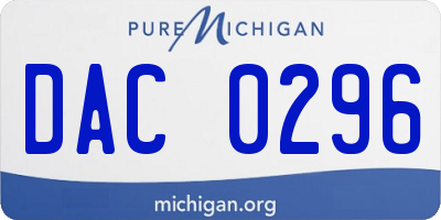 MI license plate DAC0296