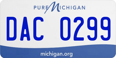 MI license plate DAC0299