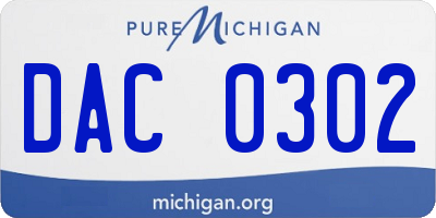 MI license plate DAC0302