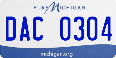 MI license plate DAC0304