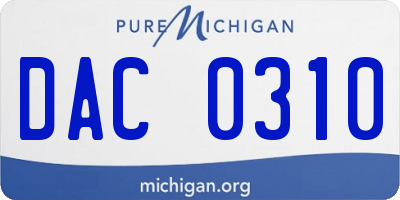 MI license plate DAC0310