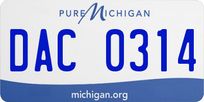 MI license plate DAC0314