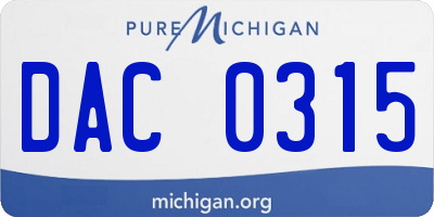 MI license plate DAC0315