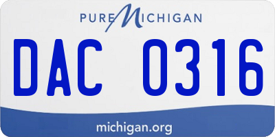 MI license plate DAC0316