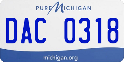 MI license plate DAC0318