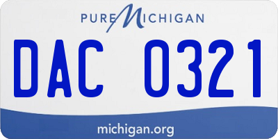 MI license plate DAC0321