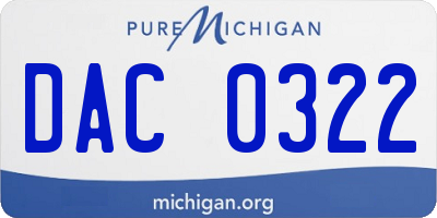MI license plate DAC0322