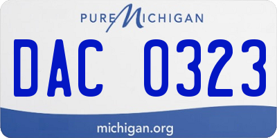 MI license plate DAC0323