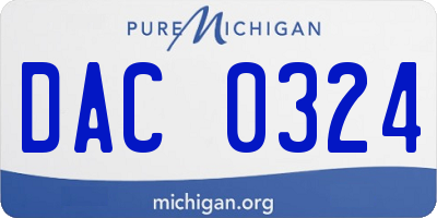 MI license plate DAC0324