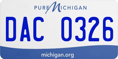 MI license plate DAC0326