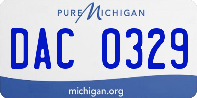 MI license plate DAC0329