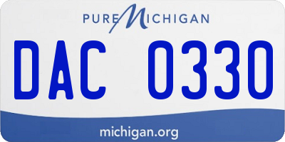 MI license plate DAC0330