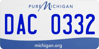 MI license plate DAC0332
