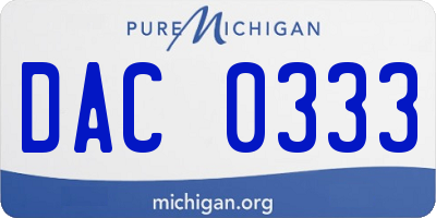 MI license plate DAC0333