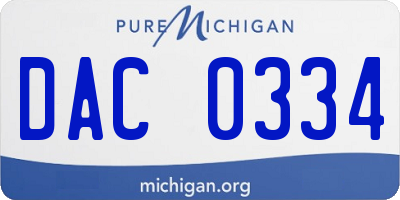 MI license plate DAC0334