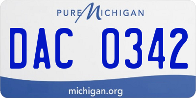 MI license plate DAC0342