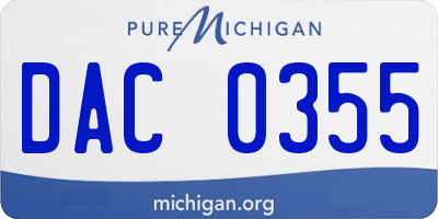 MI license plate DAC0355