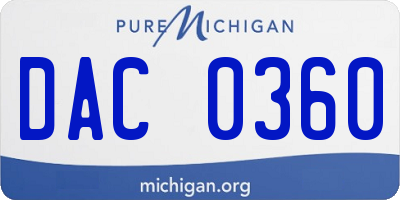 MI license plate DAC0360