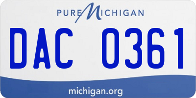 MI license plate DAC0361