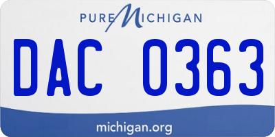 MI license plate DAC0363