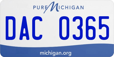 MI license plate DAC0365