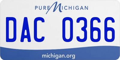 MI license plate DAC0366